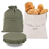 Beautiful Linen Bread Bag Set and Proofing Cover For Homemade Sourdough Bread - Keeps Your Loaf Fresh for Days - Reusable and Easy to Clean Storage Bag, The Perfect Baking Accessories