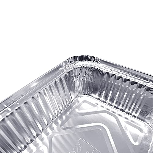 (60 Pack) Premium 1-LB Takeout Pans with Lids - 5.6" x 4.6" x 1.9" l Extra Heavy-Duty l Disposable Aluminum Foil for Catering Party Meal Prep Freezer Drip Pans BBQ Potluck - Thumbnail 5