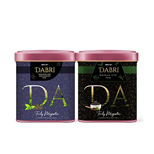 Image of Dabri Tea Gift Combo Royal CTC Tea 80gm & Darjeeling Orthodox Black Tea 40gm - 120gm Combo (2 Tin Boxes) |Pure Natural Leaf|Premium Organic Blend|Boosts Energy, Immunity & Metabolism|Supports Weight