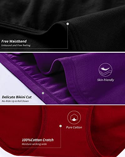 Eiggam Womens Underwear Cotton Hipster Panties Soft Stretch Womens Bikini Underwear Full Coverage Briefs Breathable Moisture Wicking Underwear Women Pack (Size S)