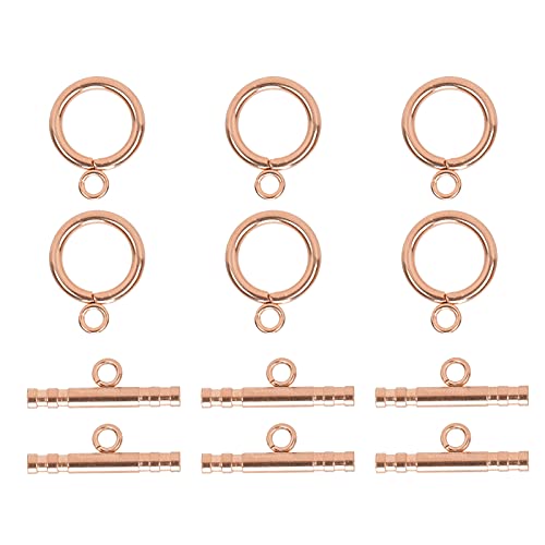 Toggle Clasps, Metal T Bar Clasp Stainless Steel Connector Clip Closed End Buckle Repair Accessories Rose Gold Finding Craft Tool for Necklace Bracelet Jewelry Making