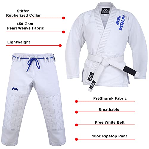 Malah Bjj Gi Lighwieght Adult Jiu Jitsu Gi For Men & Women With Free Belt!! (White, A2) #TOP5