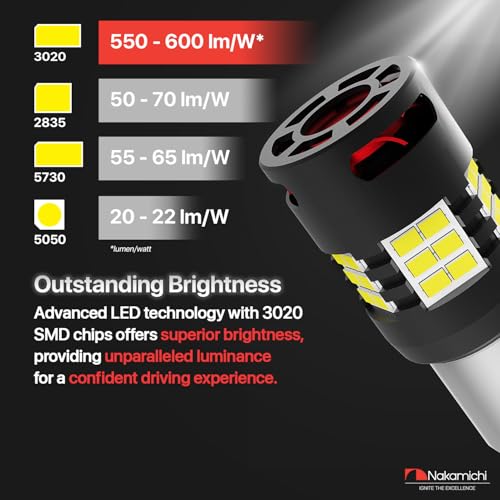 Nakamichi 7507 BAU15S PY21W Car LED Bulb Bright 30-SMD 3020 Chip with Canbus Error-Free 12,000 RPM Fan for Brake Turn Signal Indicator Reverse Parking Tail Light (Giallo Amber, 30 LEDs, Pack of 2) by Nakamichi - Image 5