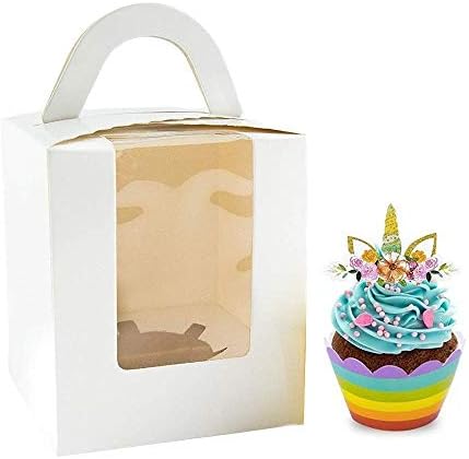 A&S Creavention Cupcake Container Boxes Togo Carriers (White, 1 Holder)