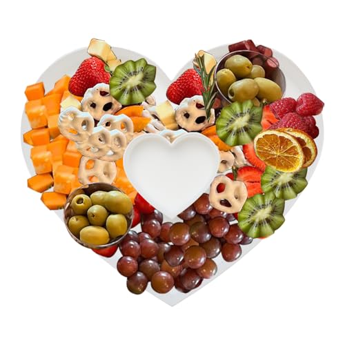 Plastic Fillable Heart Charcuterie Box, 10in Reusable Heart Shaped Tray for Birthday Anniversaries, Party Decorative Serving Plates Display Candy (Heart)