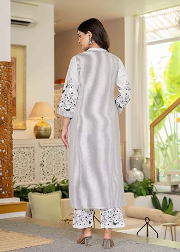Image of Pistaa's women Cotton Striped Straight salwar Suit Set