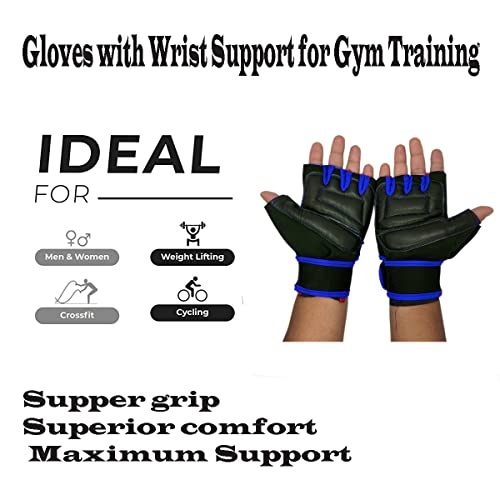 Image of Sports Glove for Men & Women, Gym Workout Gloves, Gym Accessories, Fitness Gloves, Hand Glove, Grip Gloves, Exercise Gloves (Blue)