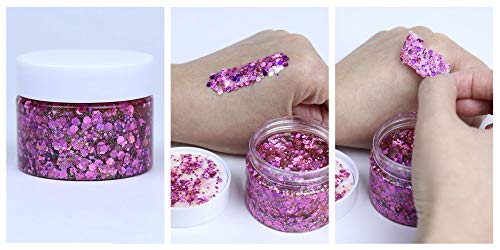 Dawils Face Glitter Peel Off Chunky Glitter Gel Face Makeup Holographic Chunky Glitter Body Peel Off Formula Cosmetic Glitter Glue Pink #TOP3