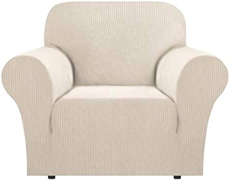 Flamingo P High Stretch Sofa Slipcover Non Slip Armchair Cover for Living Room Washable Pet Furniture Protector Covers with Elastic Bottom, Thick Jacquard Fabric (Small, Biscotti Beige)