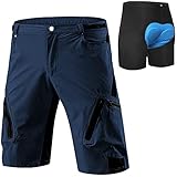 【Super komfortabel】Radhose herren das weite Design bietet hervorragende Bewegungsfreiheit. Taille der Shorts mit verstellbaren Klettverschlüssen versehen, das elastische Hüftband sorgt für besseren Halt. Leicht und dehnbar in jedem Bereich.