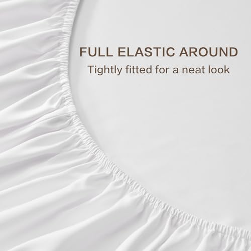 Image of Andency White Full Sheets Set 100% Viscose Derived from Bamboo | Cooling Summer Sheets, Deep Pocket Up to 16 inch, Silky Soft Hotel Luxury Breathable Bedding Sheets & Pillowcases