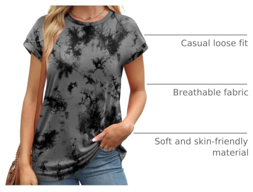Image of Alaroo Womens Summer Tops Short Sleeve Shirts Crew Neck Cute Trendy Tunic Blouses (S-3XL)