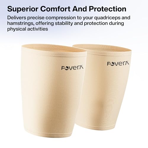 Image of FOVERA Thigh Support,Thigh Compression Sleeve for Quad and Hamstring Support for Men and Women (Size - S, 1 Pair)