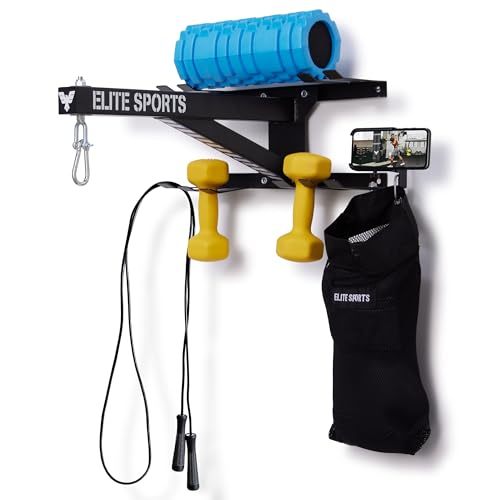 Elite Sports Soporte de pared de acero inoxidable negro para saco de boxeo en interiores y exteriores, ejercicio y entrenamiento