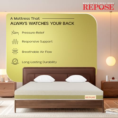 Image of Repose Latexo Natural Latex Mattress | 5 Years Warranty,King Size Bed, Medium Firm, HR Foam with Latex, 6 Inch (75x72x6 Inchs)