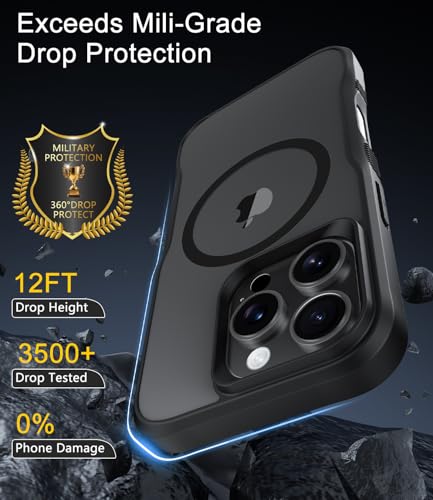 Diverbox for iPhone 16 pro max Case,Compatible with MagSafe,Translucent Matte Shockproof Anti-Slip Anti-Fingerprint Pocket-Friendly Phone Case for iPhone 16 Pro Max (Black) - image 5