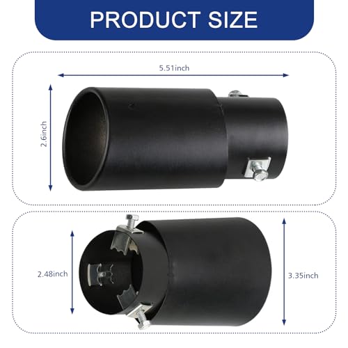 Tesnaao TES90 Pack-1 Car Modified Exhaust Pipe Replacement, Waterproof Durable Metal Vehicle Tailpipe Accessories, Universal Smooth Automotive Accessories For Suv Truck thumb #1