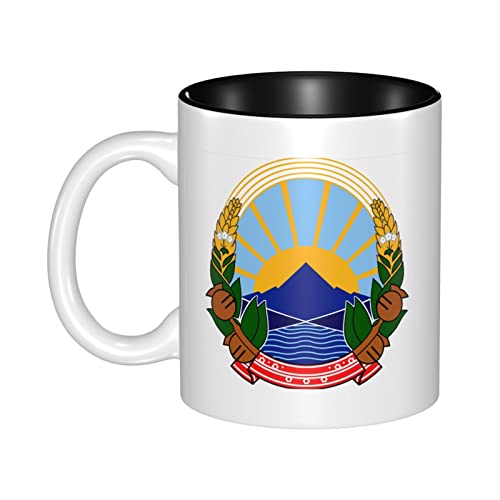 Mug Tasse 330Ml Armoiries De La Macédoine du Nord Mug Rigolo Cup Design Vintage À Café en Céramique pour Frère, Valentin, Meilleure Amie