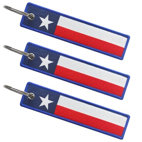 FHZJKJX 3 Pack Texas State Flag Keychain Tag with Key