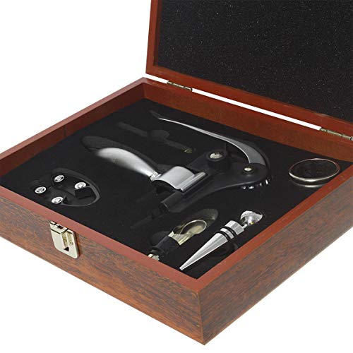 KIT PARA VINHO 7 PEÇAS COM SACA ROLHAS PROFISSIONAL