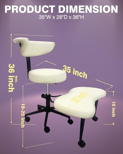 Image of PYY Cross Legged Office Chair - with Wrap-Around Armrest, 300lbs Load Capacity Meditation Chair with Wheels for Adults, Adjustable Height Yoga Chair, Ergonomic Chair for Home and Office