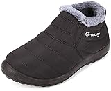 gracosy Warm Snow Boots, Winter Warm Ankle Boots,Fur Lining Boots,Waterproof Thickening Winter Shoes for Women Black 8