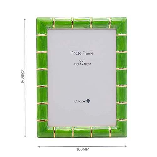 Lasody 5X7 Gold Metal Bamboo Design Picture Frame Green Photo Frame Tabletop Picture Frame #TOP1