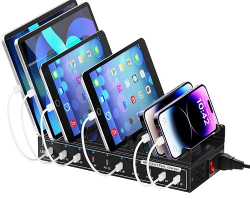 200W Fast USB Charging Station, 10 Type-C Ports a+ Grade Smart Protection Charging Station for iPhone iPad Tablet Earphones and Other Electronics