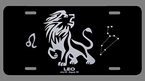 Zodiac Laser Etched Metal License Plate Gift Astrology Constellation Horoscope Astrological Aries Taurus Gemini Cancer Leo Virgo Libra Scorpio Sagittarius Capricorn Aquarius Pisces Gifts (Leo)