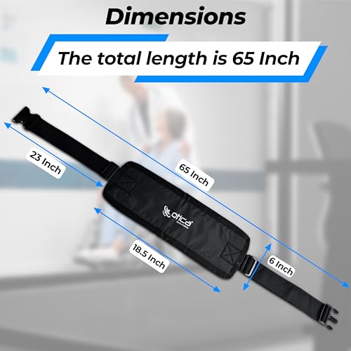Image of OTICA Wheelchair Safety Belt, Adjustable Length - Black Anti-Slip and Anti-Fall Wheelchair Strap Seat Belt, Extra Long Size-Suitable for Obese People (Black, Wheelchair Safety Belt With Pad)