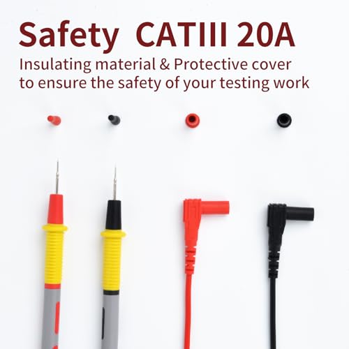 Image of Test Leads 1000V 20A Ultra-Sharp Test Probe Lead for Multimeter Meter Test Lead, 45.28 inch Multimeter Test Leads for Electronic Clamp Tester