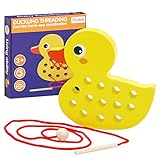Fädelspiel ab 6 Jahr,Montessori Spielzeug,Rhabarber-Ente Motorikspielzeug baby Educational Wood Block Puzzle Entwicklung Spiel für Kinder Baby,holzspielzeug Pädagogisches Geschenk Aktivitäts Spielzeug