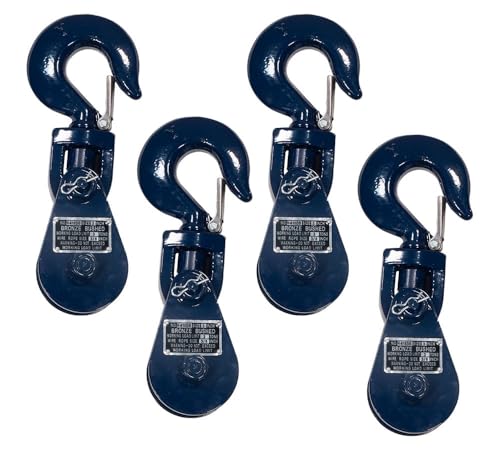 Mytee Products 4 Pack Snatch Block with Hook WLL 3 Ton 3" Sheave 3/8 Inch Wire Rope Wrecker Roll Back Recovery