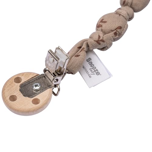 Snoozebaby Schnullerkette Baby - Schnullerkabel Bio - Schnullerkordel - Schnullerschnur - Schnullerband - Schnuller - Braun - Hazel Brown
