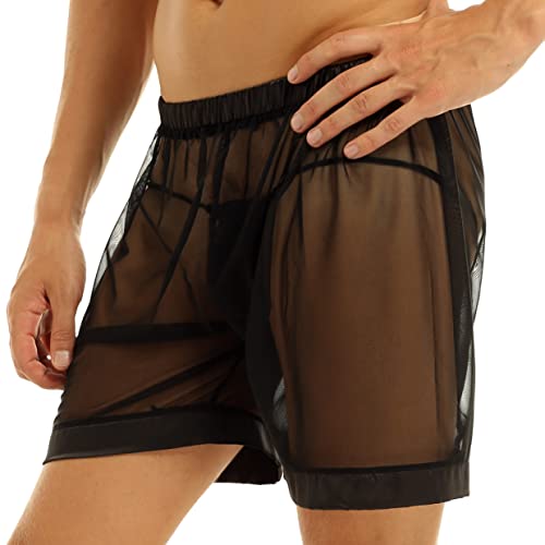 Men's See Through Shorts Mesh Loose Breathable Underwear Cover up Boxer Trunks2