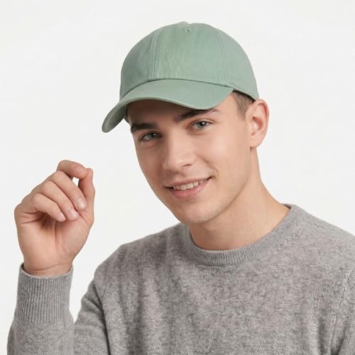 Image of Cotton Baseball Cap Dad Hat - Washed Low Profile Adjustable Hat for Men Women Casual Outdoor Running Golf