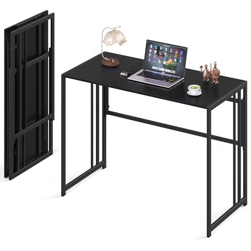 Image of Elephance 40 inch Folding Computer Desk No Assembly Needed Foldable Small Home Office Desk Study Writing Desk Gaming Table for Small Space