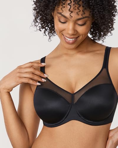 Image of DELIMIRA Women's Full Coverage Bras Underwire Lightly Padded Plus Size Supportive Tshirt Sheer Bra