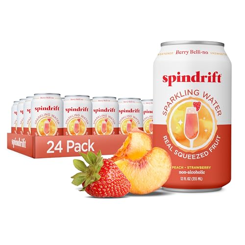 Image of Spindrift Sparkling Water, Berry Belli-no Flavored, Made with Real Squeezed Fruit, 12 Fl Oz Cans, Pack of 24 (Only 13 Calories per Can)