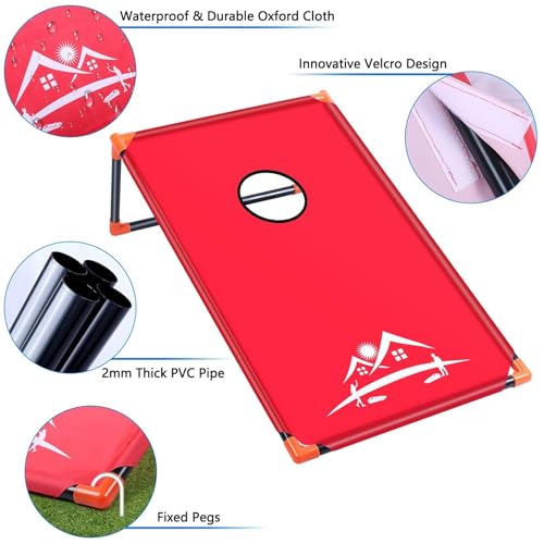 NZQXJXZ 3x2 ft Cornhole Board Set with 8 Bean Bags and Carrying Bag, Outdoor Toss Game Set for Kids and Adults, Portable Corn Hole Sets for Beach Lawn Backyard (Red and Blue) — view 2