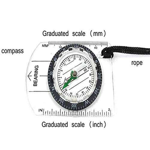 Boussole de randonnée transparente avec empreinte proportionnelle pour camping