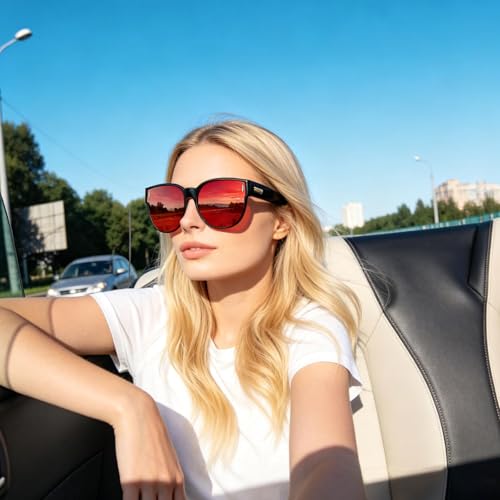 Image of HAOLOTA Fit Over Glasses Sunglasses for Women Polarized | Over Glasses Sun Glasses, UV400 Polarized Lens, Trendy Cat Eye Sunglasses, Lightweight and Flexible, Driving, Daily Use