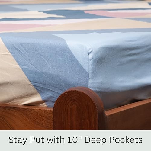 Image of Amazon Brand - Umi Cotton Fitted Bedsheet, Queen Size 78x60 Inches, Elastic Fit Bed Sheet, 10 Inch Deep Pocket, Soft Breathable Bedding, Durable Easy Care, with Pillow Cover-Ash Mustard