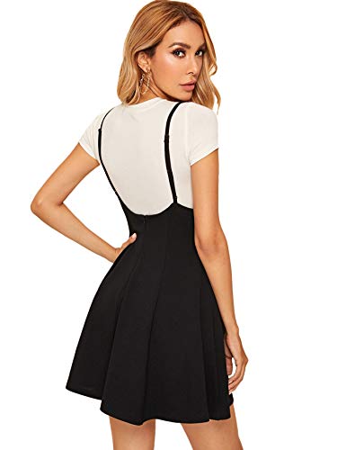 Shein Women's Basic High Waist Flared Suspender Skirt Overall Dress Without Tee Black Medium #TOP1