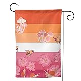 enpeozo Cottagecore-Lesbian-Pride-Flag Flag-Garden Flag Outdoor Indoor LGBTQ Banner Flag House Garden Decor 12.5 X 18