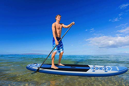 Inflatable Stand Up Paddle Board 10’6” Long 6” Thick | SUP Paddleboard Accessories Carry Backpack | Wide Stance, Bottom Fin Paddling Surf Control, Non-Slip Deck | Standing Boat Boards | Wood Paddle - Thumbnail 2