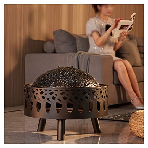 WANGF Brasero de Carbón para Interior Calefacción Barbacoa Exterior Calefacción Multiusos/Estufa de Barbacoa Marco de Hierro Forjado 58.8 * 35cm Diseño de Patrón Hueco Balcón de La Sala de Estar Cover