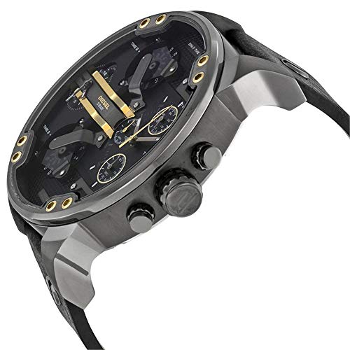 Diesel Men's 57mm Mr. Daddy 2.0 Quartz Stainless Steel and Leather Chronograph Watch, Color: Gunmetal, Black (Model: DZ7348)