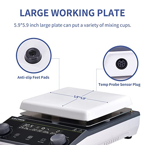 Image of Magnetic Stirrer 5.9 inch Digital Hot Plate Magnetic Stir Plate LCD Max 5L Max Temp.300℃ 100-1600RPM Ceramic Coated Magnetic Mixer with Stir Bar&Temp Probe Sensor,Support Stand Included