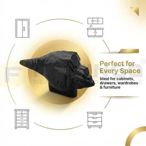 Image of Shell Shape Knob for Drawer /Cabinet Knob for Drawers /Wardrob Drawer Knobs /Drawer Handle (Zinc Alloy /Black Finish) Pack of 2-| 3 Years Warranty |